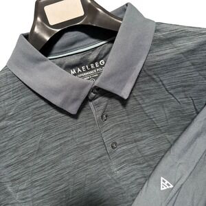 MAELREG Mens‎ XL Polo Shirt Long Sleeve Performance Gray Heather